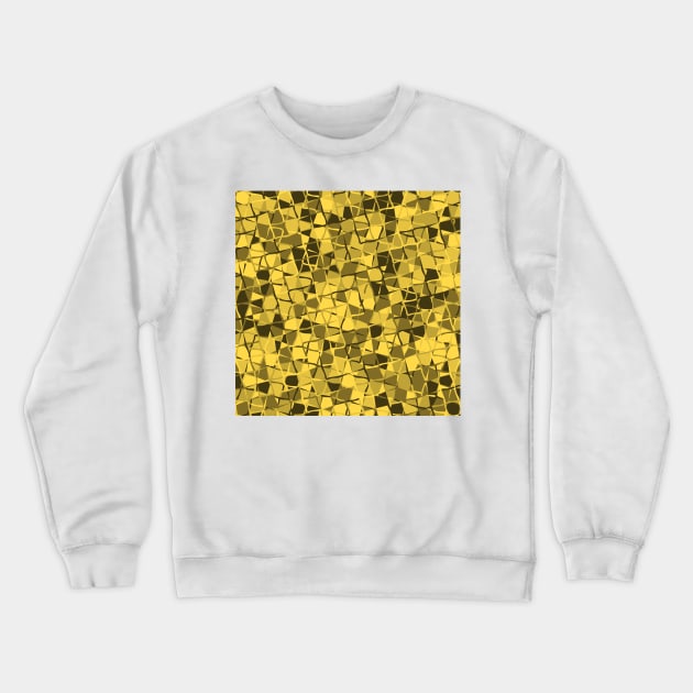 Grid Square Mosaic Pattern (Gold) Crewneck Sweatshirt by John Uttley